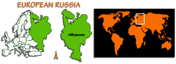 Map of European Russia, Moscow, Russian Republic